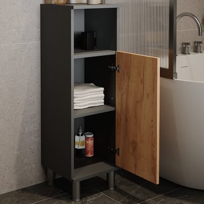 Vicco Fynn Midikast – 30 x 95 cm Antraciet/gouden eik