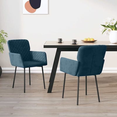 vidaXL - Eetkamerstoelen - 2 - st - fluweel - blauw
