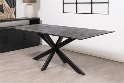 Eettafel Florence rechthoek facetrand 180x100 cm gezandstraald - Zwart