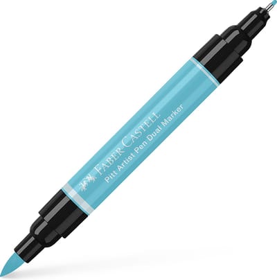Faber-Castell tekenstift - Pitt Artist Pen - 154 licht kobalt turquoise - duomarkers - dubbelzijdige stift - FC-162154
