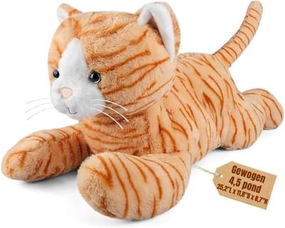 RWB® Verzwaaringsknuffel - Verzwaarde Knuffel - Spanningskuffel - 2 kg - Poes - Oranje - 26cm x 13cm x 69cm