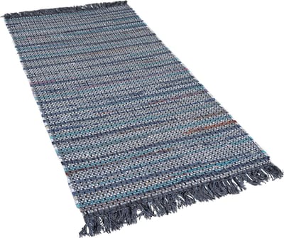 BESNI - Laagpolig vloerkleed - Donkergrijs - 80 x 150 cm - Katoen