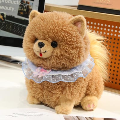 Realistische Pomeriaanse Knuffel Levensgetrouw Gesimuleerde Hond Knuffeldier Zachte Pup Cadeau voor Kinderen Verjaardagscadeau 25cm bruin