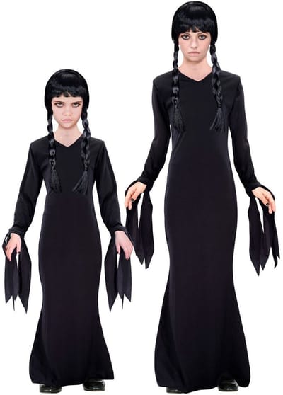 The Addams Family Morticia Zwarte Jurk Kind - Maat 116
