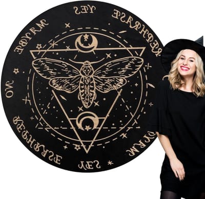 Spiritisten Bord - Waarzegbord Pendel - Spirituele Verkenning - Astrologische Elementen - 15 cm Diameter - Bruin