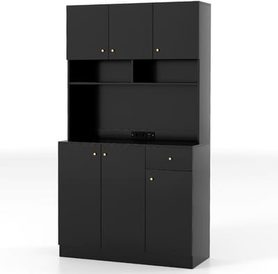 Magnetronkast - Keukenkast - Keukenrek Staand - Ovenkast - Rek - 100 x 40 x 181 cm - Organizers - Dubbele Draagplank - Aanrecht Organiser