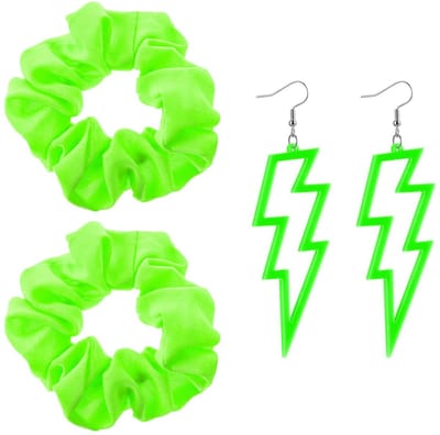 Dailygoody - Haarelastiekjes - Neon Oorbellen - Flitsend Accessoire - Groen - Scrunchies - Perfect voor Feestjes - Trendy Look