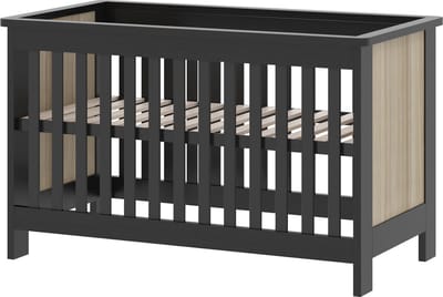 Born Lucky ® Baby Bed / Ledikant Reno 60x120 cm Verstelbare Bodem - Zwart