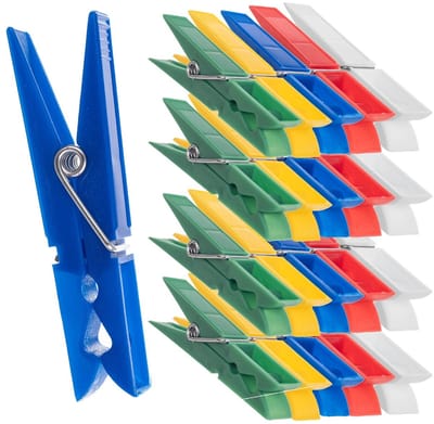 KADAX Wasknijpers, 20 x knijpers van robuuste kunststof, kleurrijke sokkenklemmen, windbestendige klemmen voor binnen en buiten (veelkleurig/rechthoekig)