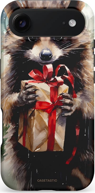 Casetastic hoesje geschikt voor Apple iPhone Air - MagSafe - Dubbellaagse bescherming - Winter Wasbeer Presentje - Fashion Case - Zwart Grijs Taupe