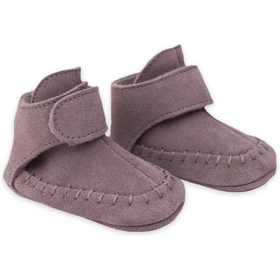 Lodger Walker - Leren Babyschoenen met Antislip - Paars - Maat 17 - 11cm - Klittenband - Echt Leer - Baby Slofjes Buiten