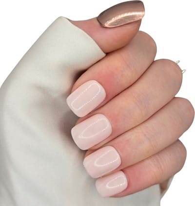 SD Press on Nails - B244 - Plaknagels met nagellijm - Kort Recht Square Kunstnagels - Nude Rose Gold - Set 20 Kunstnagels handgemaakt van gellak - Nail Art - Beauty - Manicure - Nails at home - Nageltips - Nepnagels - Accessoires voor haar