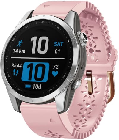 By Qubix - Geschikt voor Garmin bandje - 20mm Quickfit - Flower siliconen bandje - Roze - Geschikt voor Garmin Fenix 7s/6s/5s / Instinct 2s / Epix Pro Gen 2 (42mm)