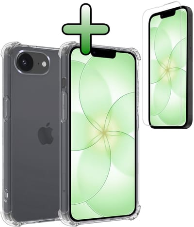 Hoesje Met Screenprotector - Geschikt voor Apple iPhone 17e - Sterk & Shockproof - Siliconen Case - Back Cover - Telefoon Hoes - Shock Proof - Transparant