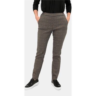 Jacquardbroek met stretch - camel / zwart / gedess. - Gr. 25 van Goldner Fashion