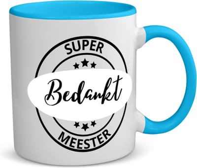 Akyol - super bedankt meester koffiemok - theemok - blauw - Meester - een meester - school - verjaardagscadeau - afscheidscadeau - kado - gift - 350 ML inhoud