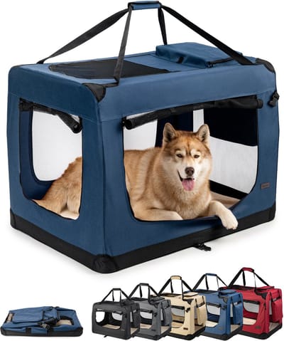Lionto Opvouwbare Pet Transport Box, Hondenbox, Kattenbak, Kleine dierentas, Blauw, 101 cm x 69 cm x 70 cm