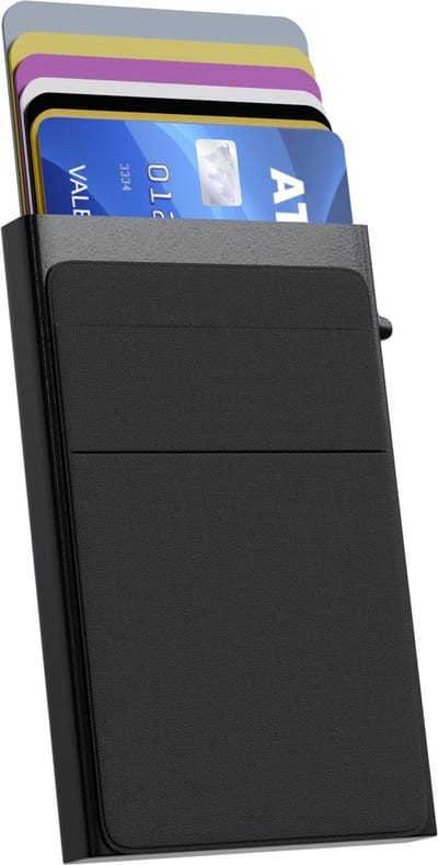 Nuvance Pasjeshouder Uitschuifbaar - RFID Bescherming - Pasjeshouders voor Mannen en Vrouwen - Kaarthouder Pasjes - Creditcardhouder - Zwart