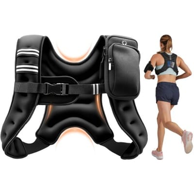VEVOR Gewichtsvest 2,79 kg Trainingsvest met reflecterende strepen, verstelbare gesp en praktische opbergvakken, fitnessvest voor krachttraining, hardlopen, joggen, fitness en spieropbouw