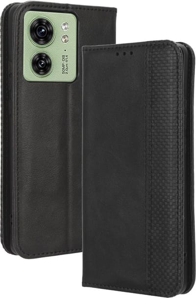 Coverup Hoesje - Geschikt voor Motorola Edge 40 Hoesje - Coverup Vintage Style Book Case - Zwart
