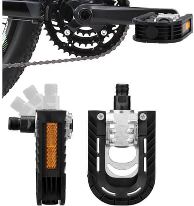 TOVBMUP 2 Stuks Fietspedalen - Klapbare Pedalen met Reflectoren - Rutschvaste Zaagtandrand & Anti-Roest - Geschikt voor MTB Klapprad Rennrad - Aluminiumlegering en Koolstofstaal - Incl. Steeksleutel - 9,5x6,7cm - Schroefdraad Φ14mm (9/16")