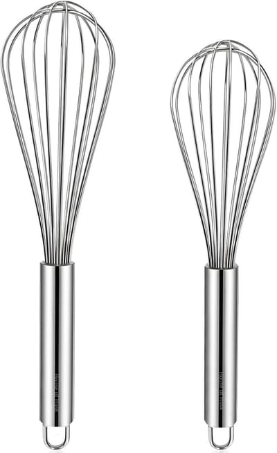 House of Husk RVS Keuken Garde Set - Eierklopper - Keukenmixer - Handmixer - Handmatige eierklopper - 21 cm en 29 cm - Zilver