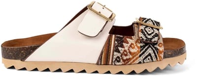 Inkkas Vegan dames sandalen Desert Buckle – Buckle sandalen met woestijnprint en witte band – comfortabele lichte zomersandalen voor festival en vakantie