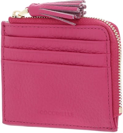 COCCINELLE Leren Kaarthoes Tassel Credit Card Holder New Fucsia Paars