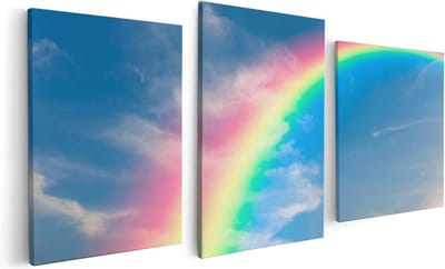 Artaza Canvas Schilderij Drieluik Regenboog - 120x60 cm - Wanddecoratie Woonkamer - Schilderijen - Muurdecoratie