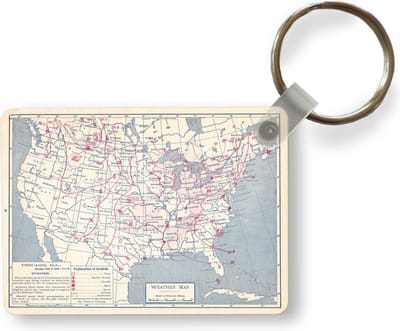 Sleutelhanger - Vintage weerkaart van Chicago - Uitdeelcadeautjes - Plastic
