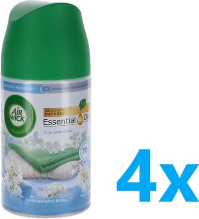 Airwick Freshmatic Navul Crisp Linen & Lilac - 4 x 250 ml - Voordeelverpakking