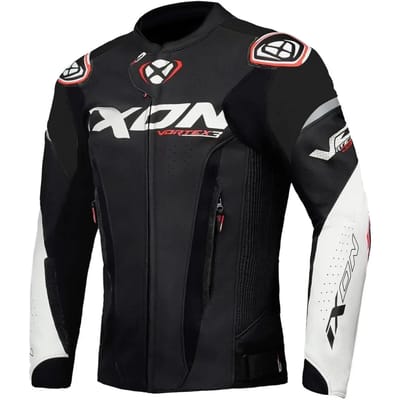 Ixon Vortex 3 JKT Zwart Wit Leren Motorjas - Jas