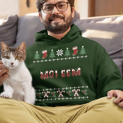 Groningen Kerst Hoodie Groen Moi Eem Candy Cane - Maat XS - Uniseks Fit - Kerstkleding Voor Dames & Heren