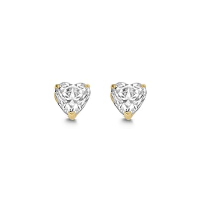 New Bling 9NBG-0212 Gouden Oorknopjes - Dames - Zirkonia - Hartje - 6 mm - 14 Karaat - Goud