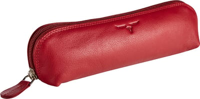 Maverick SARATOGA Leren Pennenetui ovaal - ritssluiting - rood