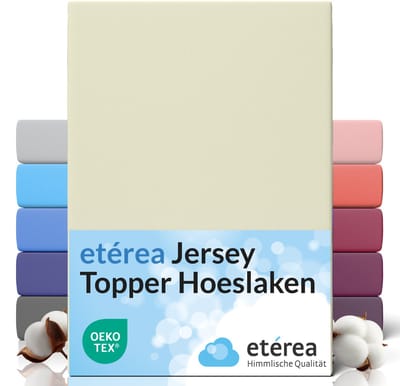 etérea Topper Jersey Hoeslaken 200x220 - 220x200 cm Oekotex Made in Green - 100% katoen - Natuur