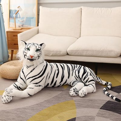 Gigantische Tijger Knuffel Realistisch Knuffeldier Zachte Witte Tijger Pop Kinder Verjaardagscadeau Decor Wild Dier Simulatie 30cm wit
