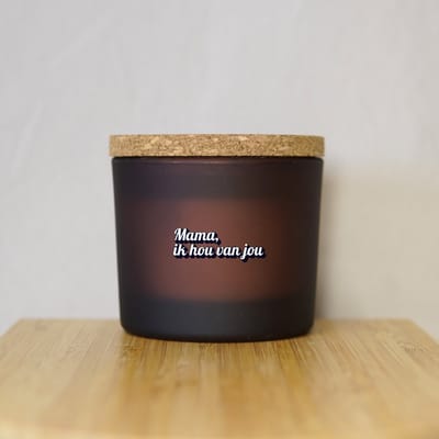Bolsius Geurkaars Mama ik hou van je - Oriental Softness - Bruin Glas - Cadeau Mama - Moederdag - Moederdag Cadeautje - Moederdag Cadeau voor Mama