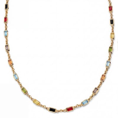 Prism | Goudkleurige ketting met spectrumkleurige stenen van kristalglas