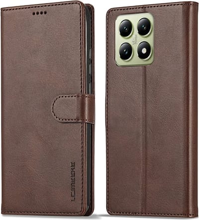 LC.IMEEKE Hoesje - Geschikt voor Xiaomi 14T Hoesje - LC.IMEEKE Luxe Book Case - Donkerbruin