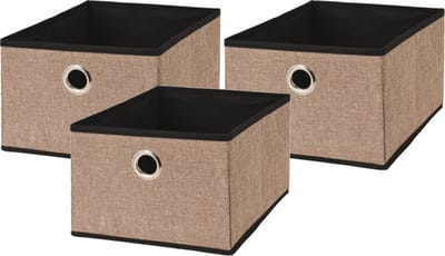 Storage Solutions Opbergmand/kastmand - 3x - 15 liter - bruin - 32 x 25 x 18 cm - Vakkenkast manden
