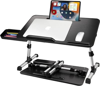 KAD® Bedtafel - Opvouwbare Bedtafel voor Bank & Bed - Ergonomisch & Lichtgewicht - Zwart - 53cm x 30cm x 6cm