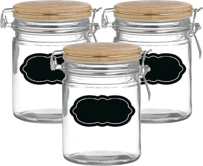 Weckpot/inmaakpot - 4x - 700 ml - glas - met beugelsluiting - incl. etiketten