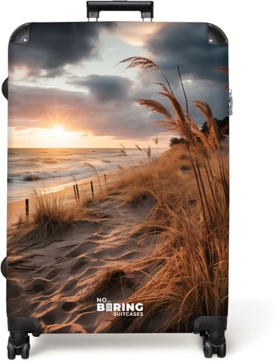 NoBoringSuitcases.com® - Koffer groot - Reiskoffer lichtgewicht - Strand bij zonsondergang - Rolkoffer met 4 wielen - Grote trolley XL - 98 liter bagage