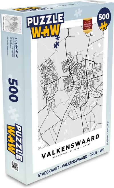 Puzzel Stadskaart - Valkenswaard - Grijs - Wit - Legpuzzel - Puzzel 500 stukjes - Plattegrond