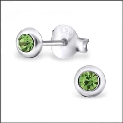 Aramat Jewels | Oorbellen | Zilveren Kristal Oorbellen - Subtiel en Elegant | 4mm / Peridot Groen | |5mm | Zilver | Kinderen, Volwassenen | Verkleurd niet