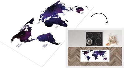 Keukenloper - Loper keuken - Wereldkaart - Sterrenhemel - Paars - 120x50 cm - Keukenloper vinyl