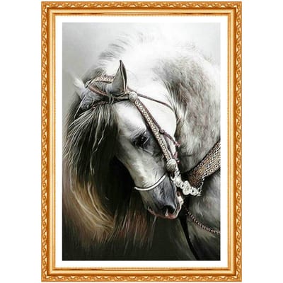 Diamant borduurwerk 5D paard serie volledige ronde kruissteek foto van strass steentjes voor woondecoratie 20X30CM gray