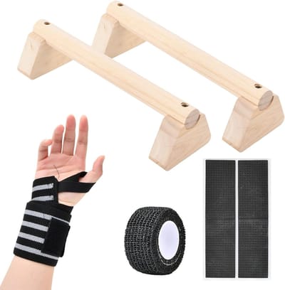 Set van 2 Dikke Push Up Handgrepen met Verstelbare Polsbanden - 25 cm en 30 cm, Ideaal voor Calisthenics en Krachttraining, Belastbaarheid tot 300 kg