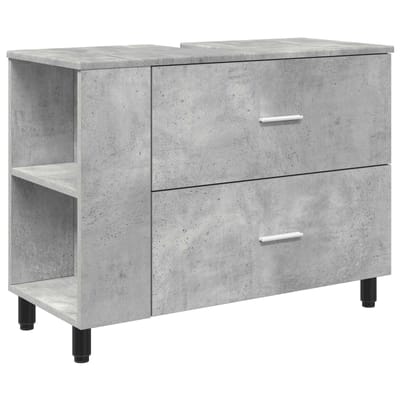 vidaXL - Badkamer - vaniteitsunit - Betongrijs - 80 - x - 35 - x - 60 - cm - Bewerkt - hout